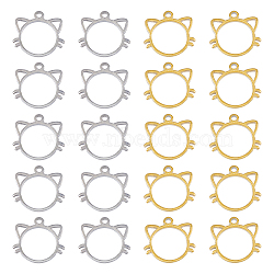 20Pcs 2 Colors 304 Stainless Steel Charms, Cat Head Charms, Golden & Stainless Steel Color, 10x11x1mm, Hole: 1mm, 10pcs/color(STAS-DC0013-73)