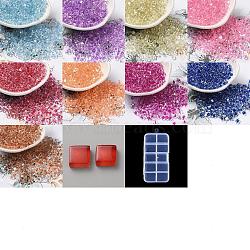 DIY Jewelry Making Findings Kits, with Peanut Glass Seed Beads & Square Transparent Glass Cabochons, Mixed Color, 5.5~6x3~3.5x3mm, hole: 1~1.2mm, 10g/style(SEED-YW0002-50)