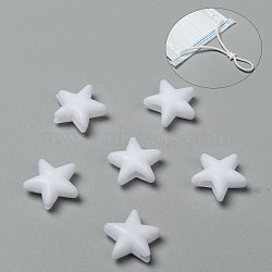 Star PVC Plastic Cord Lock for Mouth Cover, Anti Slip Cord Buckles, Rope Adjuster, White, 10.5x10.5x4mm, Hole: 2.5x4mm(X-KY-D013-01A)