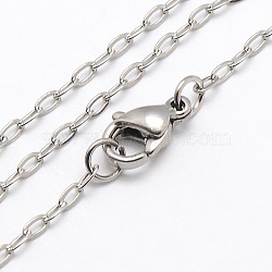 Tarnish Resistant Trendy Unisex 304 Stainless Steel Cable Chain Necklaces, with Lobster Clasps, Stainless Steel Color, 17.7 inch(X-NJEW-M046-C-02)