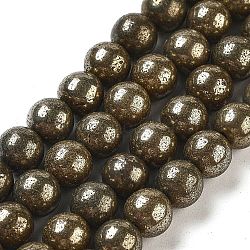 Natural Pyrite Round Beads Strands, Grade A, 6mm, Hole: 1mm, about 62pcs/strand, 15.5 inch(G-F197-10-6mm)