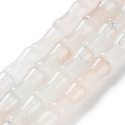 (Defective Closeout Sale: Fading) Baking Varnish Glass Beads Strand, Bamboo Stick, Ghost White, 12x7mm, Hole: 1.2mm, about 65pcs/strand, 32.28 inch(82cm)(GLAA-XCP0001-51)