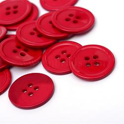 4-Hole Plastic Buttons, Flat Round, FireBrick, 22x2mm, Hole: 2mm(BUTT-R034-052C)