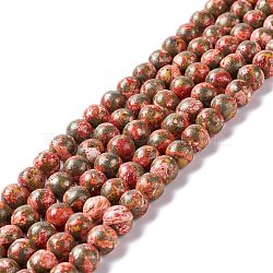 Assembled Synthetic Pyrite and Dyed Howlite Beads Strands, Round, Orange, 8mm, Hole: 1.2mm, about 49~50pcs/strand, 15.94''(40.5cm)(G-K317-A03-04)