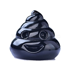 Natural Obsidian Carved Poop Shape Figurines, for Home Office Desktop Feng Shui Ornament, 40~50mm(PW-WG63975-01)