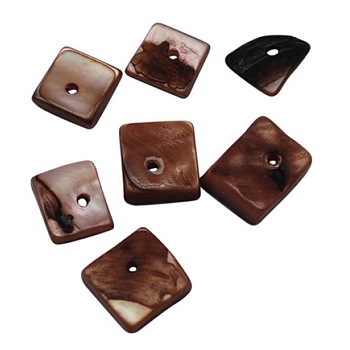 Natural Freshwater Shell Beads, Dyed, Coconut Brown, Size: about 9mm long, 8mm wide, 3mm thick, hole: 2mm, about 135pcs/50g