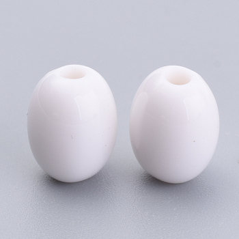Opaque Acrylic Beads, Oval, White, 9x7mm, Hole: 2mm, about 1990pcs/500g