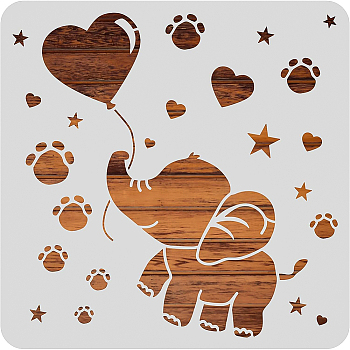PET Hollow out Drawing Painting Stencils Sets for Kids Teen Boys Girls, for DIY Scrapbooking, School Projects, Elephant, 29.7x21cm, 4 sheets/pcs