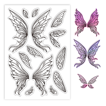 Custom Summer Theme PVC Plastic Clear Stamps, for DIY Scrapbooking, Photo Album Decorative, Cards Making, Wing, 160x110mm