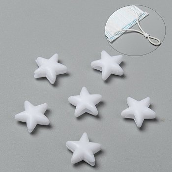 Star PVC Plastic Cord Lock for Mouth Cover, Anti Slip Cord Buckles, Rope Adjuster, White, 10.5x10.5x4mm, Hole: 2.5x4mm