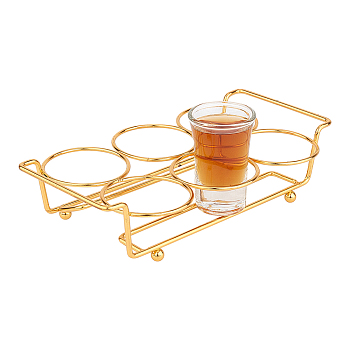 6-Hole Iron Glass Holder Display Racks, Whiskey Spirits Wine Glass Holder, for Bar Tasting Serving Tray, Kitchen Tools, Rectangle, Golden, 22.2x12.6x5.5cm, Inner Diameter: 5.8cm