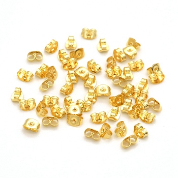 304 Stainless Steel Ear Nuts, Butterfly Earring Backs for Post Earrings, Golden, 6x4x3mm, Hole: 0.7mm