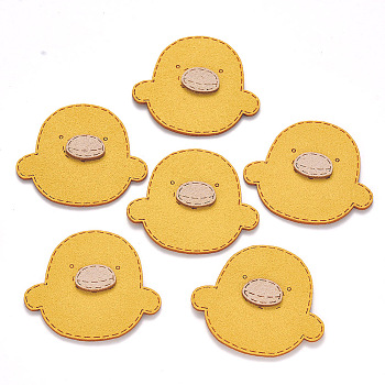 Faux Suede Patches, Costume Ornament Accessories, for Magic Tape Hair Clip Making, Duck, Yellow, 40x45x3mm