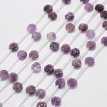 Natural Amethyst Beads, Rose, 12x10~11mm, Hole: 1mm