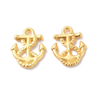 Rack Plating Alloy Pendants, Cadmium Free & Lead Free & Nickle Free, Anchor Charm, Matte Gold Color, 17.5x14x2mm, Hole: 1.8mm