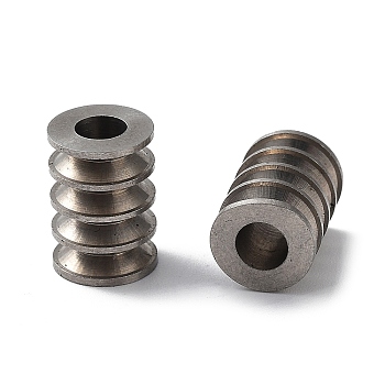 303 Stainless Steel European Beads, Large Hole Beads, Grooved Column, Stainless Steel Color, 8x11.3mm, Hole: 4mm