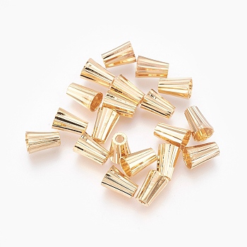 Brass Bead Cones, Nickel Free, Real 18K Gold Plated, 7x5mm, Hole: 1.5mm, Inner Diameter: 4mm