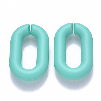 Opaque Spray Painted Acrylic Linking Rings, Quick Link Connectors, for Cable Chains Making, Oval, Turquoise, 31x19.5x5.5mm, Inner Diameter: 19.5x7.5mm