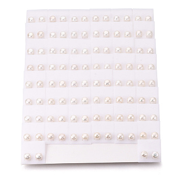 Natural Pearl Stud Earrings, Round Ball Post Earrings with 925 Sterling Silver Pins for Women, Creamy White, 8.5~10mm, Pin: 0.7mm