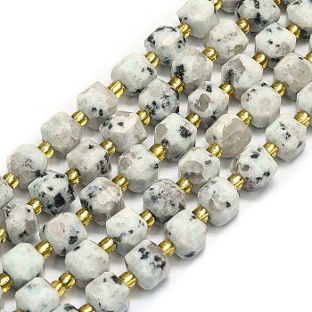 Natural Sesame Jasper Beads Strands, Faceted, Cube, 6.5~7.5x6.5~7.5x6.5~7.5mm, Hole: 1.2mm, about 43~44pcs/strand, 15.35~15.55 inch(39~39.5cm)