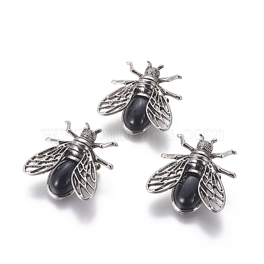 Insects Black Agate Brooch