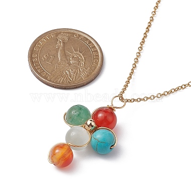 Natural & Synthetic Mixed Gemstone Cross Jewelry Set(SJEW-JS01284-01)-8