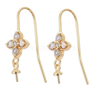 Real 18K Gold Plated Clear Brass+Cubic Zirconia Earring Hooks