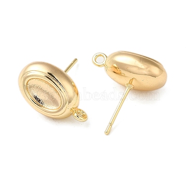 Brass Stud Earring Finding with Loops(KK-C042-06G)-2