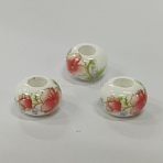 Handmade Porcelain European Beads, Large Hole Beads, No Metal Core, Rondelle, Orange Red, 14x9mm, Hole: 5mm(PORC-TAC0004-03C)