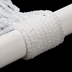 Imitation Jade Glass Beads Strands, Half AB Color Plated, Faceted, Frosted, Rondelle, White, 3x2mm, Hole: 0.7mm, about 135~140pcs/strand, 32~34cm(X1-EGLA-A034-J2mm-MB05)