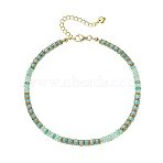Bohemian Style Natural Chrysoprase & Brass Rondelle Disc Heishi Beaded Anklets, Golden, 9-1/8 inch(230mm)(FS-WG8FF45-07)