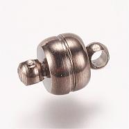 Brass Magnetic Clasps with Loops, Oval, Cadmium Free & Nickel Free & Lead Free, Gunmetal, 11x7mm, Hole: 1.5mm(KK-H361-B-NR)