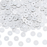 100G Ornament Accessories Plastic Paillette Beads, Sequins Beads, Disc, Silver, 6x0.2mm, Hole: 1mm(FIND-DC0006-69A)