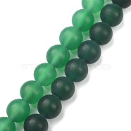 Natural Green Onyx Agate Beads Strands, Frosted, Dyed, Round, 8mm, Hole: 1mm, about 48pcs/strand(G-P001-16)