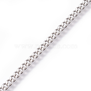 304 Stainless Steel Curb Chains, Twisted Chains, Unwelded, Stainless Steel Color, 2.8mm, Links: 4x2.8x0.8mm(CHS-L020-035P)
