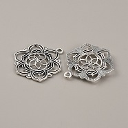 Tibetan Style Zinc Alloy Pendants, Flower of Life Charms, Antique Silver, 43x35x4mm, Hole: 3mm(TIBEP-WH0001-07AS)