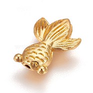 Zinc Alloy Beads, Goldfish, Golden, 15x10x3mm, Hole: 0.7mm(X-PALLOY-WH0039-08G-B)