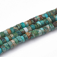 Synthetic Imperial Jasper Beads Strands, Heishi Beads, Flat Round/Disc, Teal, 4~5x2~2.5mm, Hole: 0.5mm, about 173pcs/strand, 15.5 inch.(X-G-T103-18J)
