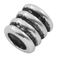 Tibetan Style Alloy Beads, Grooved Beads, Column, Antique Silver, Lead Free & Cadmium Free & Nickel Free, 9.5x9mm, Hole: 6mm(X-LF9863Y-NF)