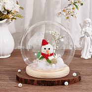 Round Glass Dome Cover, Decorative Display Case, Cloche Bell Jar Terrarium with Wood Base, Clear, 155x145mm(AJEW-WH0518-35)