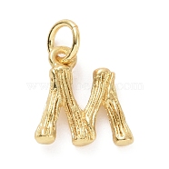Brass Pendants, with Jump Ring, Golden, Letter Charm, Letter M, 12x11x2mm, Hole: 3mm(KK-K165-04M)