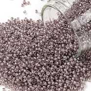 TOHO Round Seed Beads, Japanese Seed Beads, (353) Lavender Lined Crystal, 15/0, 1.5mm, Hole: 0.7mm, about 3000pcs/bottle, 10g/bottle(SEED-JPTR15-0353)