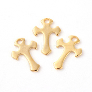 201 Stainless Steel Tiny Cross Charms, Golden, 12x8.5x1mm, Hole: 1.4mm(STAS-F192-079G)