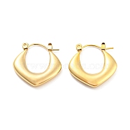 Chunky Rhombus 304 Stainless Steel Hoop Earrings for Women, Real 14K Gold Plated, 20.5x20.5x3mm(EJEW-C067-03G)