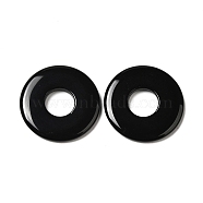 Natural Black Onyx(Dyed & Heated) Pendants, Donut/Pi Disc Charms, 22.5x3mm, Hole: 8.5mm(G-M415-06B)