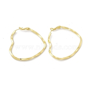 Rack Plating Brass Heart Hoop Earrings for Women, Cadmium Free & Lead Free, Real 18K Gold Plated, 47.5x48.5x5.5mm, Pin: 0.7mm(EJEW-I277-07G)