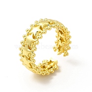 Rack Plating Brass Star Wrap Cuff Rings for Women, Long-Lasting Plated, Cadmium Free & Lead Free, Real 18K Gold Plated, US Size 6 1/2, Inner Diameter: 16.9mm, 8mm(RJEW-C050-15G)