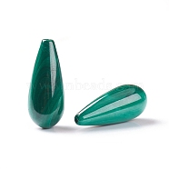 Natural Malachite Beads, Half Drilled, Teardrop, 20x8mm, Hole: 1.2mm, Half Hole: 1.2mm(G-E557-14C)