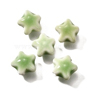 Handmade Porcelain Beads, Star, Olive Drab, 13.5x15x7.5mm, Hole: 2mm(PORC-H013-05-09)