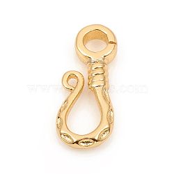 Brass S-Hook Clasps, Long-Lasting Plated, Golden, 14x5x2mm, Hole: 2mm and 0.8mm(X-KK-G395-02G)